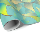 Verschillende virtuele bloemen, blauwe bladen op b cadeaupapier (Rol Hoek)