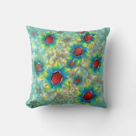 Verschillende virtuele bloemen, blauwe bladen op b kussen