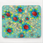 Verschillende virtuele bloemen, blauwe bladen op b muismat (Voorkant)