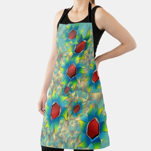 Verschillende virtuele bloemen, blauwe bladen op b schort (Insitu)