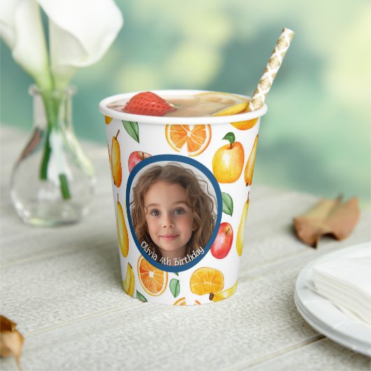 Verschillende vruchten foto en naam Papier Papieren Bekers (Insitu)