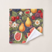Verschillende vruchten, weelderige bladeren en pra bad handdoek (Wasdoekje)