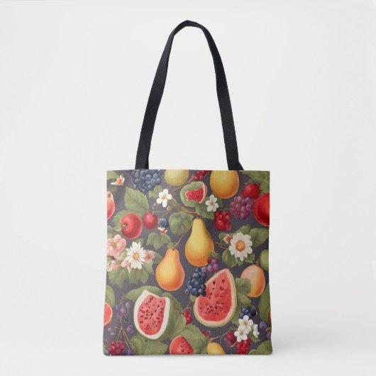 Verschillende vruchten, weelderige bladeren en pra tote bag (Voorkant)