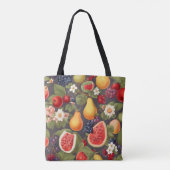 Verschillende vruchten, weelderige bladeren en pra tote bag (Achterkant)