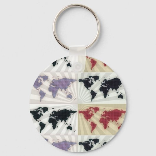 Verschillende wereldkaarten sleutelhanger (Voorkant)