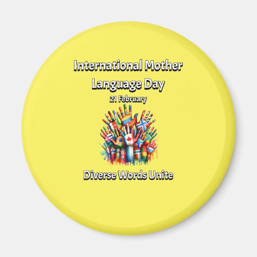 Verschillende woorden verenigen zich. Dag van de m Magneet (Voorkant)