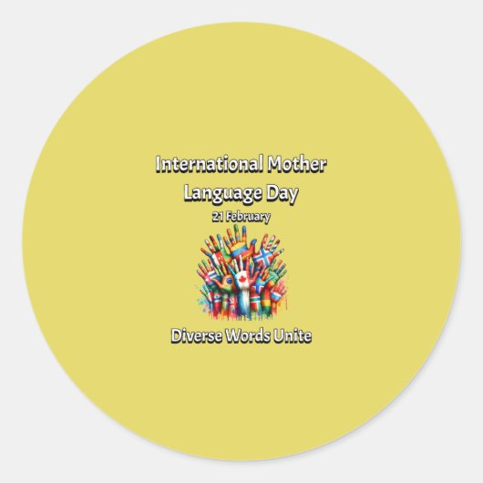 Verschillende woorden verenigen zich. Dag van de m Ronde Sticker (Voorkant)