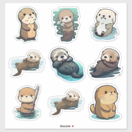 Verschillende Zee Otter Sticker van Stijlstutsel (Vel)