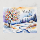 Verschneite Landschaft - Haus am Waldrand | Briefkaart (Voorkant)