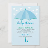 Verschoten met Baby shower Love Blue Umbrella Boy Kaart (Voorkant)