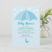 Verschoten met Baby shower Love Blue Umbrella Boy Kaart (Staand voorkant)