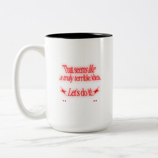 Verschrikkelijk idee tweekleurige koffiemok (Links)