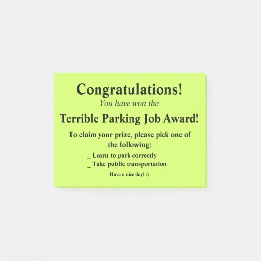 Verschrikkelijk Parking Post-it Post-it® Notes (Voorkant)