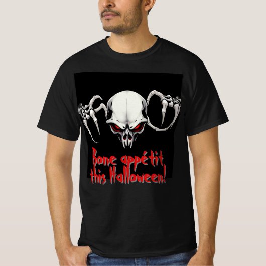 Verschrikkelijk skelet met rode ogen Halloween Hor T-shirt (Voorkant)