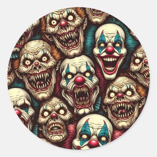 Verschrikkelijke Clowns Halloween Party Ronde Sticker (Voorkant)