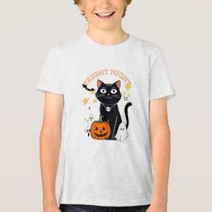 Verschrikkelijke Halloween Nacht Kat Tri-Blend Shirt