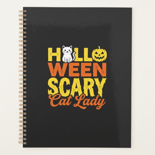 Verschrikkelijke Kat Dame Halloween Ontwerp_1 Planner (Voorkant)