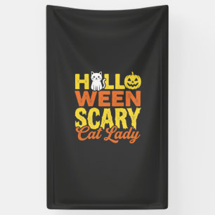 Verschrikkelijke Kat Dame Halloween Ontwerp_1 Spandoek