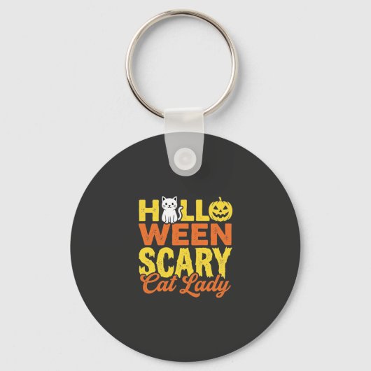 Verschrikkelijke Kat Lady Halloween Ontwerp_1 Sleutelhanger (Voorkant)