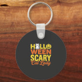 Verschrikkelijke Kat Lady Halloween Ontwerp_1 Sleutelhanger (Voorkant)