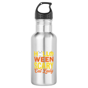 Verschrikkelijke Katten Dame Halloween Ontwerp_1 Waterfles