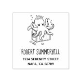 Verschrikkelijke Octopus Bewaakt Adres van Schatki Rubberstempel (Afrduk)