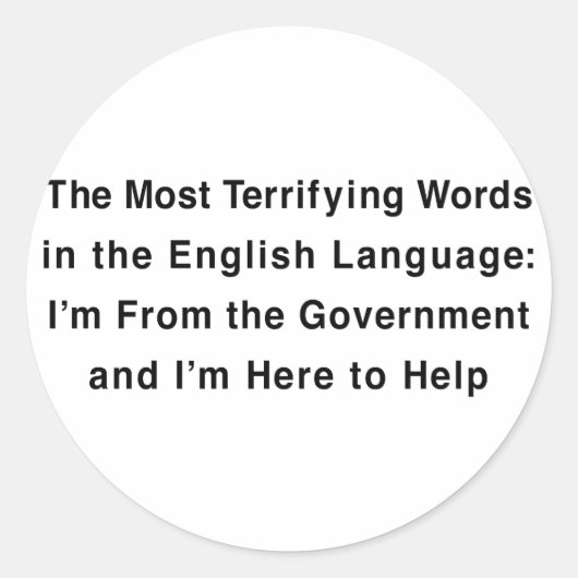 Verschrikkelijke regering ronde sticker (Voorkant)