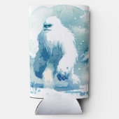 Verschrikkelijke sneeuwman Yeti Winter Art Seltzer Blikjeskoeler (Achterkant)