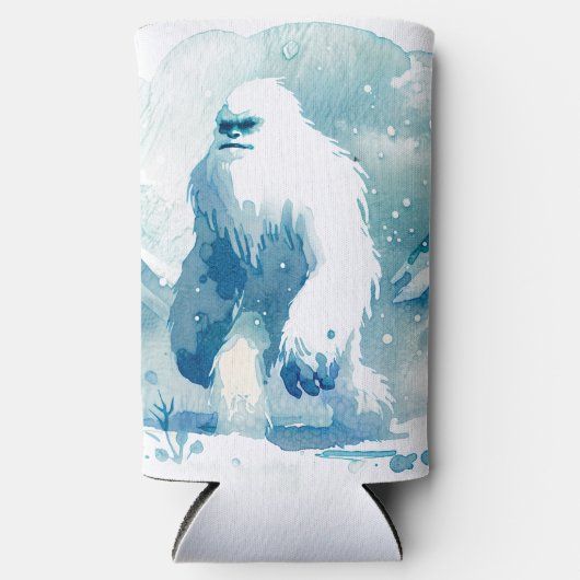 Verschrikkelijke sneeuwman Yeti Winter Art Seltzer Blikjeskoeler (Voorkant)