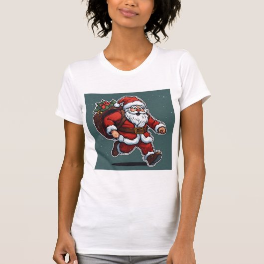 Verschrikt Santa Sprint t shirt (Voorkant)