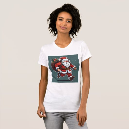 Verschrikt Santa Sprint t shirt (Voorkant volledig)