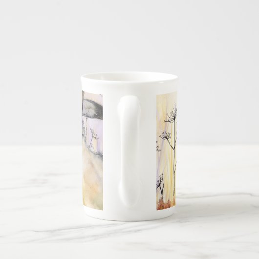 Verschrikte Hare bone china mok (Achterkant)