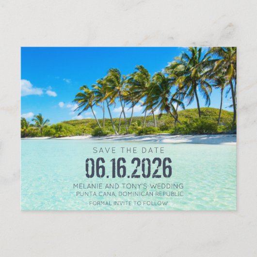 Verschuiven Beach Destination Save the Dates Aankondigingskaart (Voorkant)