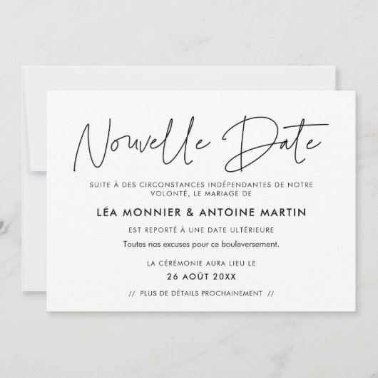 Verschuiven van huwelijk & Nieuwe datum Kaart (Voorkant)