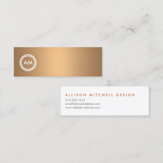 Verschuiving Cirkel Monogram op Faux koper Mini Visitekaartje (Voorkant / Achterkant)