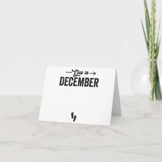 Verschuldigd in december Baby bekendmaking Zwanger Bedankkaart (Voorkant)