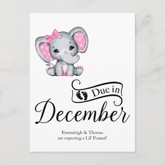 Verschuldigd in december Little Peanut Baby Girl E Briefkaart (Voorkant)