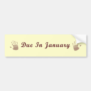Verschuldigd in januari bumpersticker