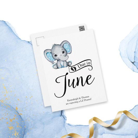 Verschuldigd in June Little Peanut Baby Boy Elepha Briefkaart