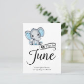 Verschuldigd in June Little Peanut Baby Boy Elepha Briefkaart (Staand voorkant)