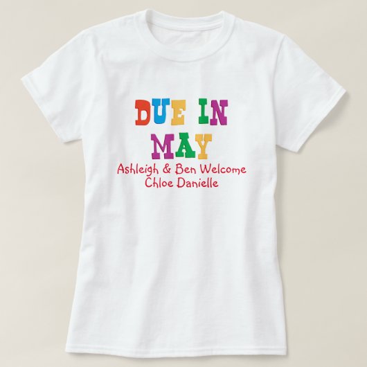 verschuldigd in mei t-shirt (Design voorkant)