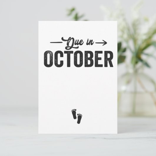 Verschuldigd in oktober Baby bekendmaking Zwangers Bedankkaart (Staand voorkant)