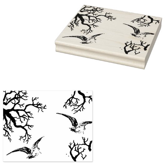 Verschuldigd object in volo tra i rami rubberstempel (Gestempeld)