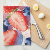 Verse aardbei bosbes explosie theedoek (Quarter Fold)