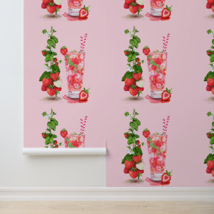 Verse aardbei Drink Behang