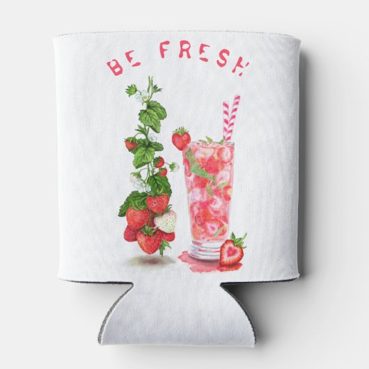 verse Aardbei Drink Koelbox - aangepaste tekst Blikjeskoeler (Achterkant)