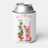 verse Aardbei Drink Koelbox - aangepaste tekst Blikjeskoeler (Blikje Achterkant)