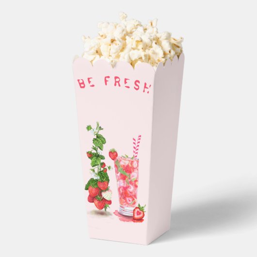 Verse Aardbei Drink Party Popcorn Box Jouw tekst Bedankdoosjes (Popped)