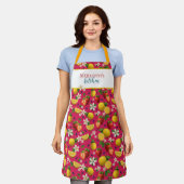 Verse aardbei en citroen patroon schort (Gedragen)