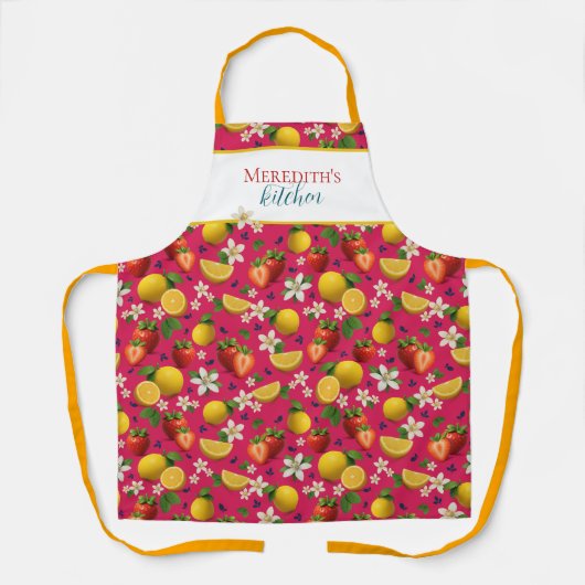 Verse aardbei en citroen patroon schort (Voorkant)
